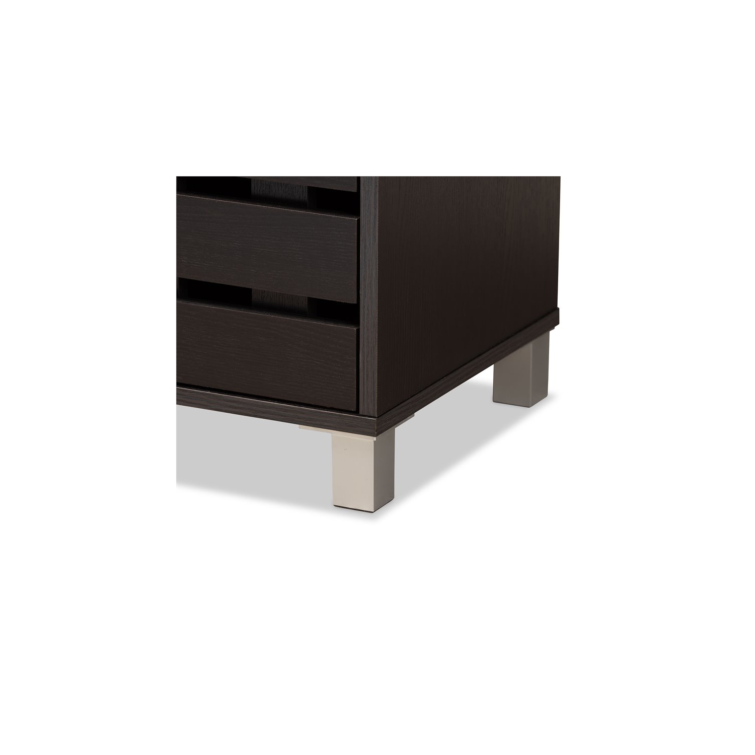 Bowery Hill Dark Brown Finished Wood 2-Door Shoe Storage Cabinet