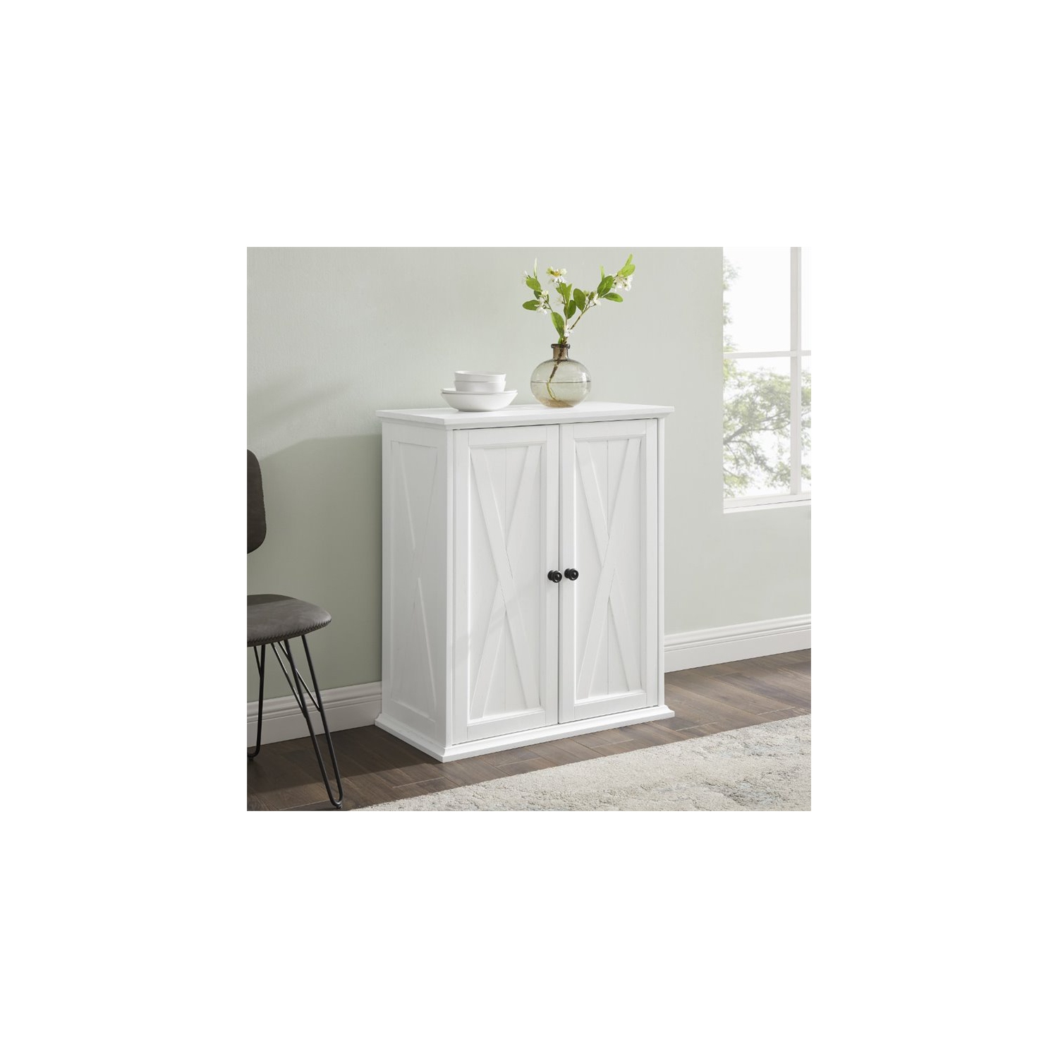 Crosley Clifton 2 Door Stackable Pantry in Distressed White
