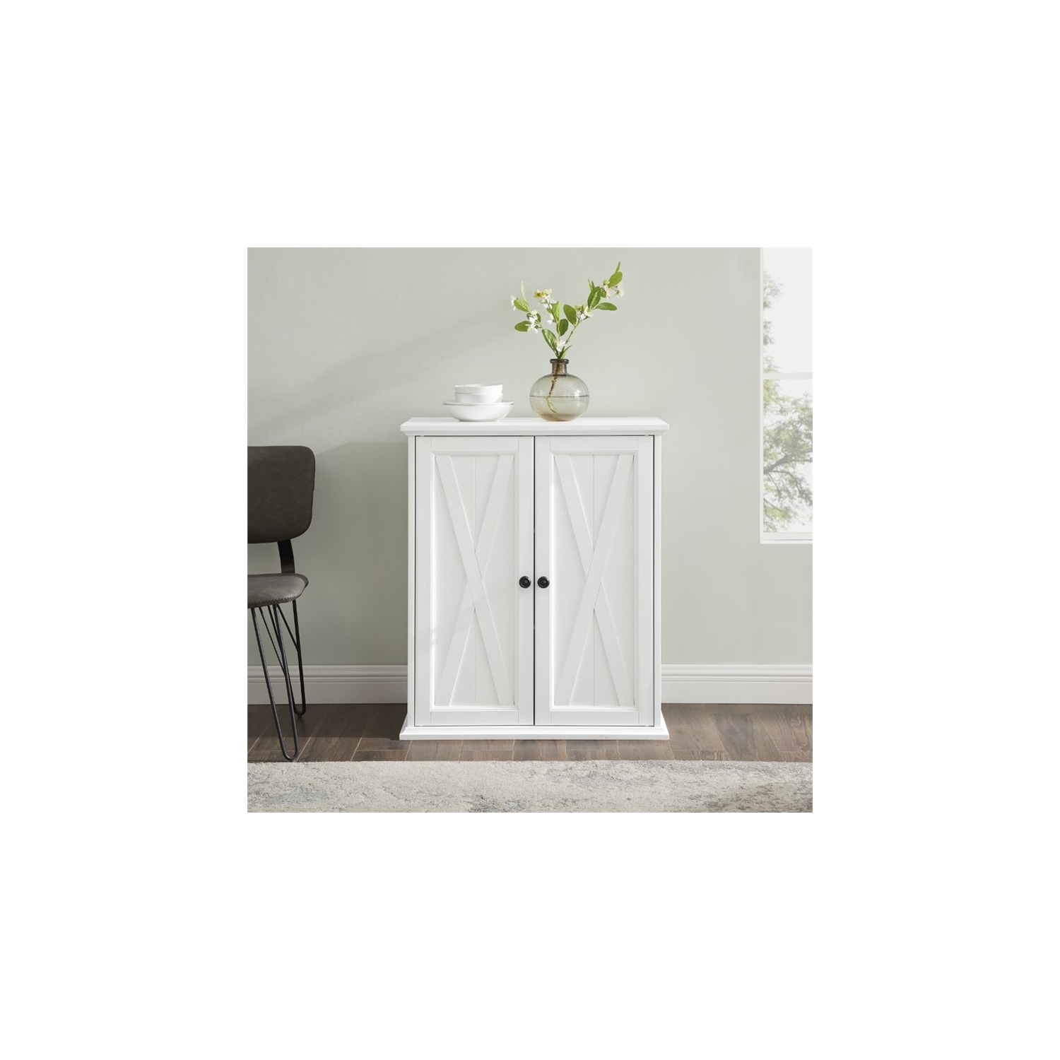 Crosley Clifton 2 Door Stackable Pantry in Distressed White