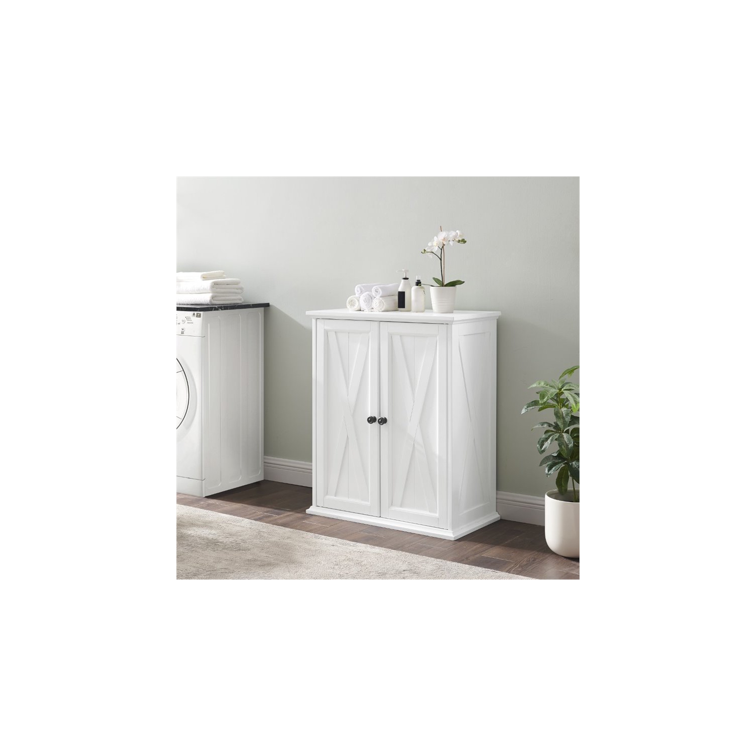 Crosley Clifton 2 Door Stackable Pantry in Distressed White