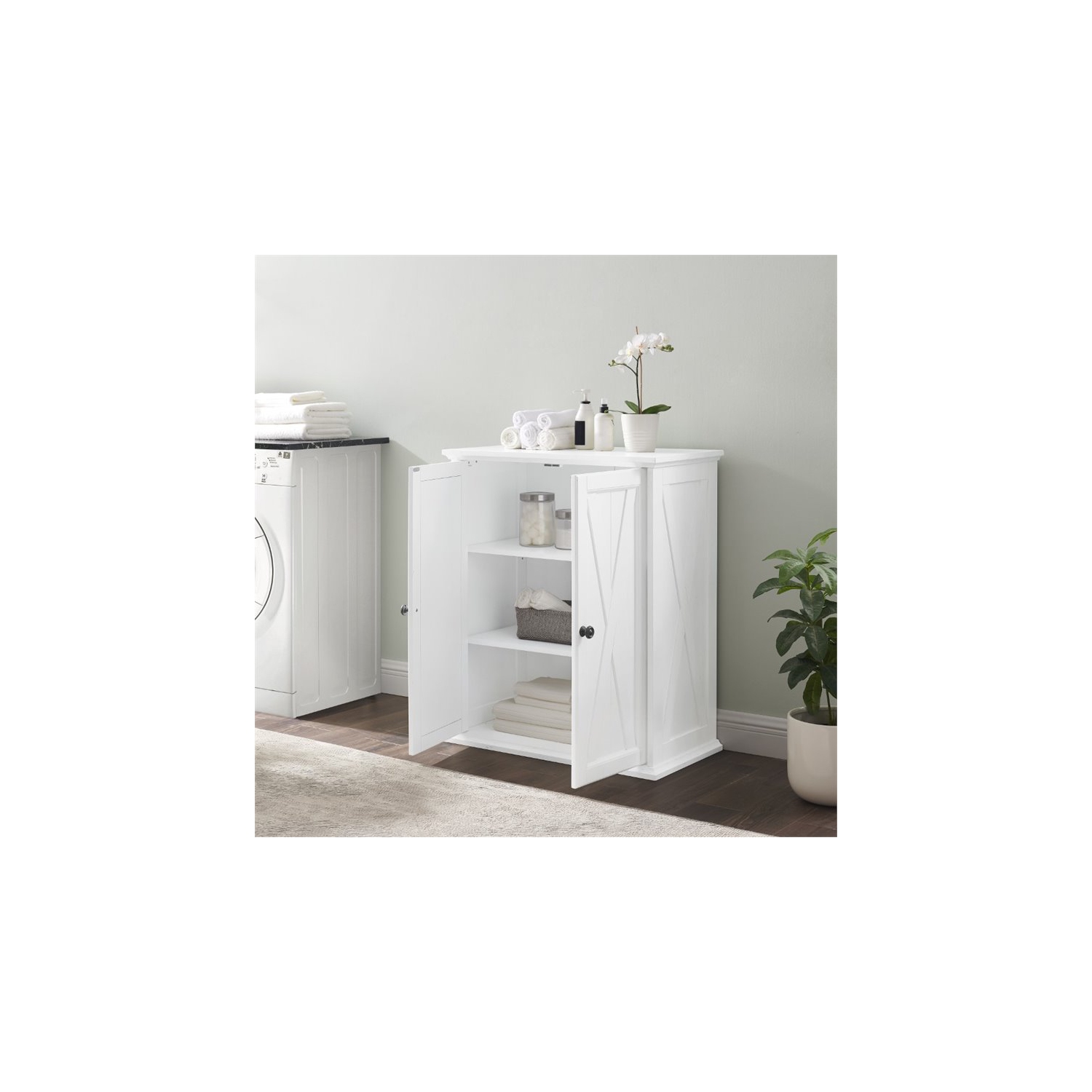Crosley Clifton 2 Door Stackable Pantry in Distressed White