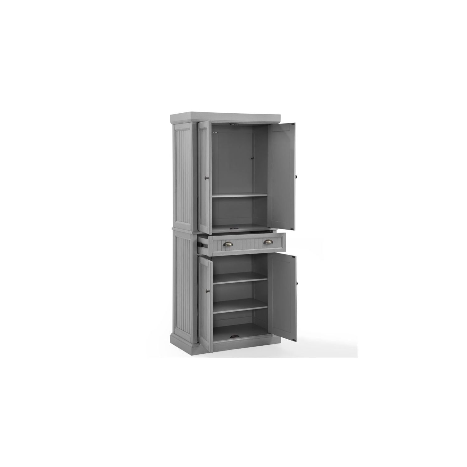 Crosley Seaside Wooden Coastal Pantry in Distressed Gray