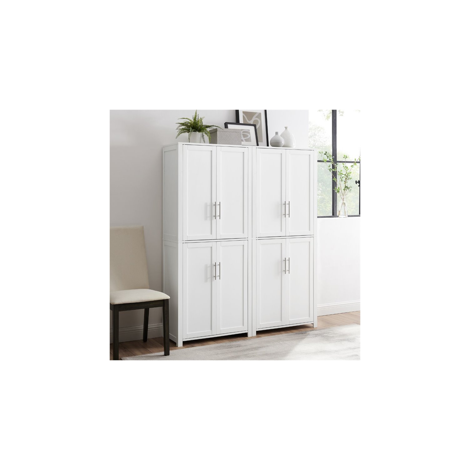 Crosley – Grand garde-manger Shaker en bois Savannah, blanc