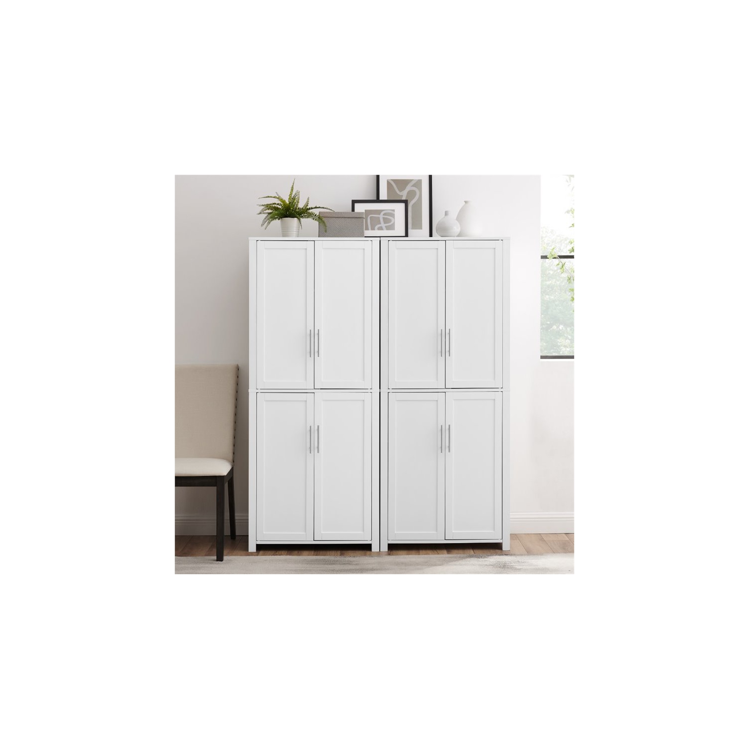 Crosley – Grand garde-manger Shaker en bois Savannah, blanc