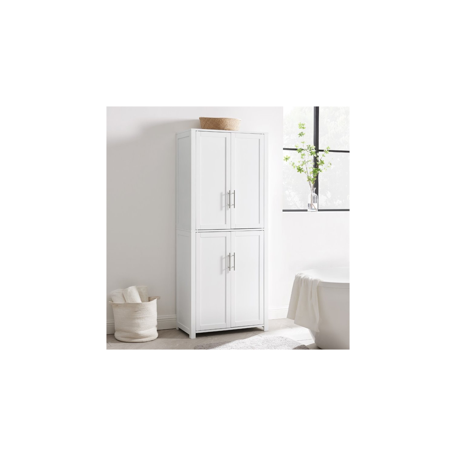 Crosley Savannah Tall Wooden Shaker Pantry in White