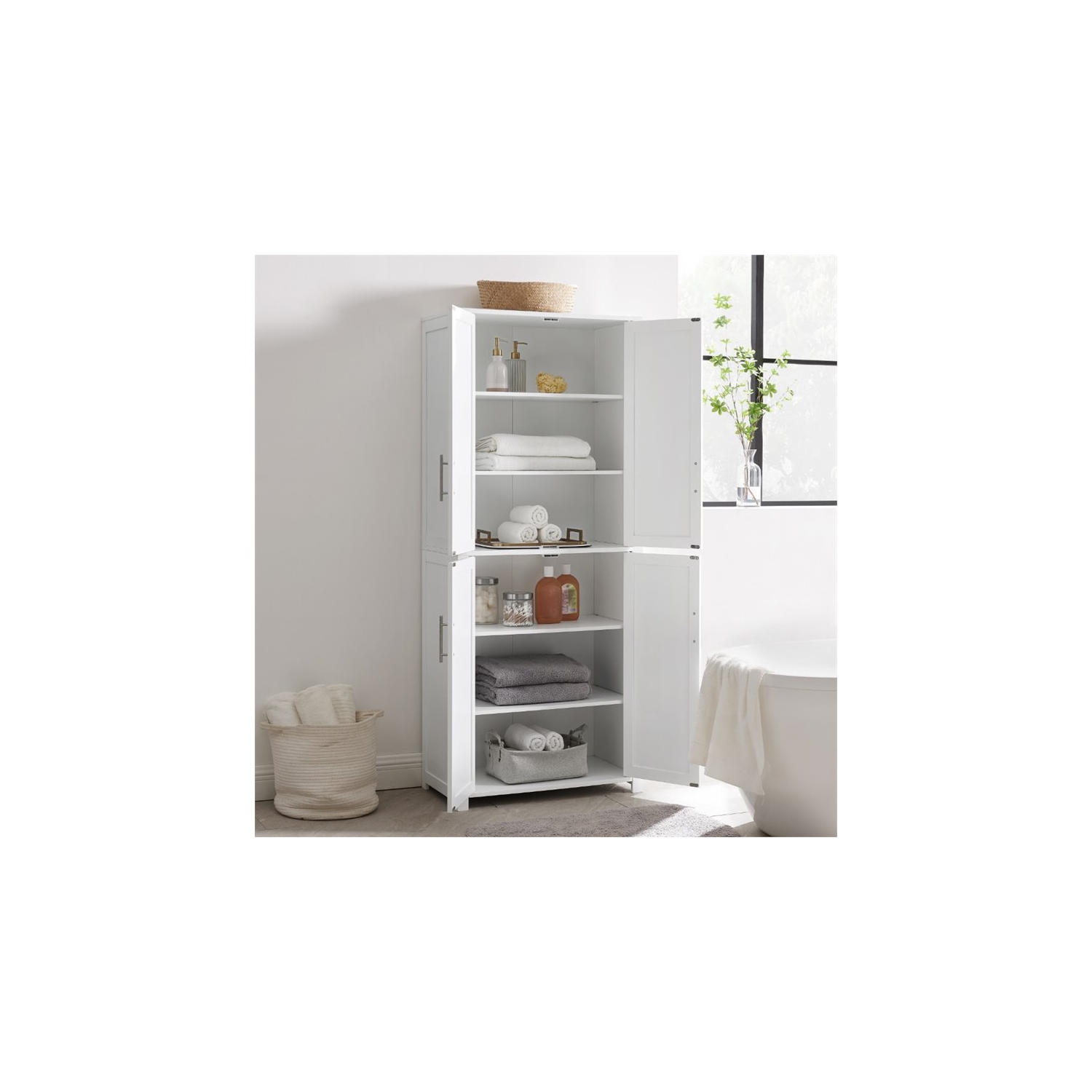 Crosley Savannah Tall Wooden Shaker Pantry in White