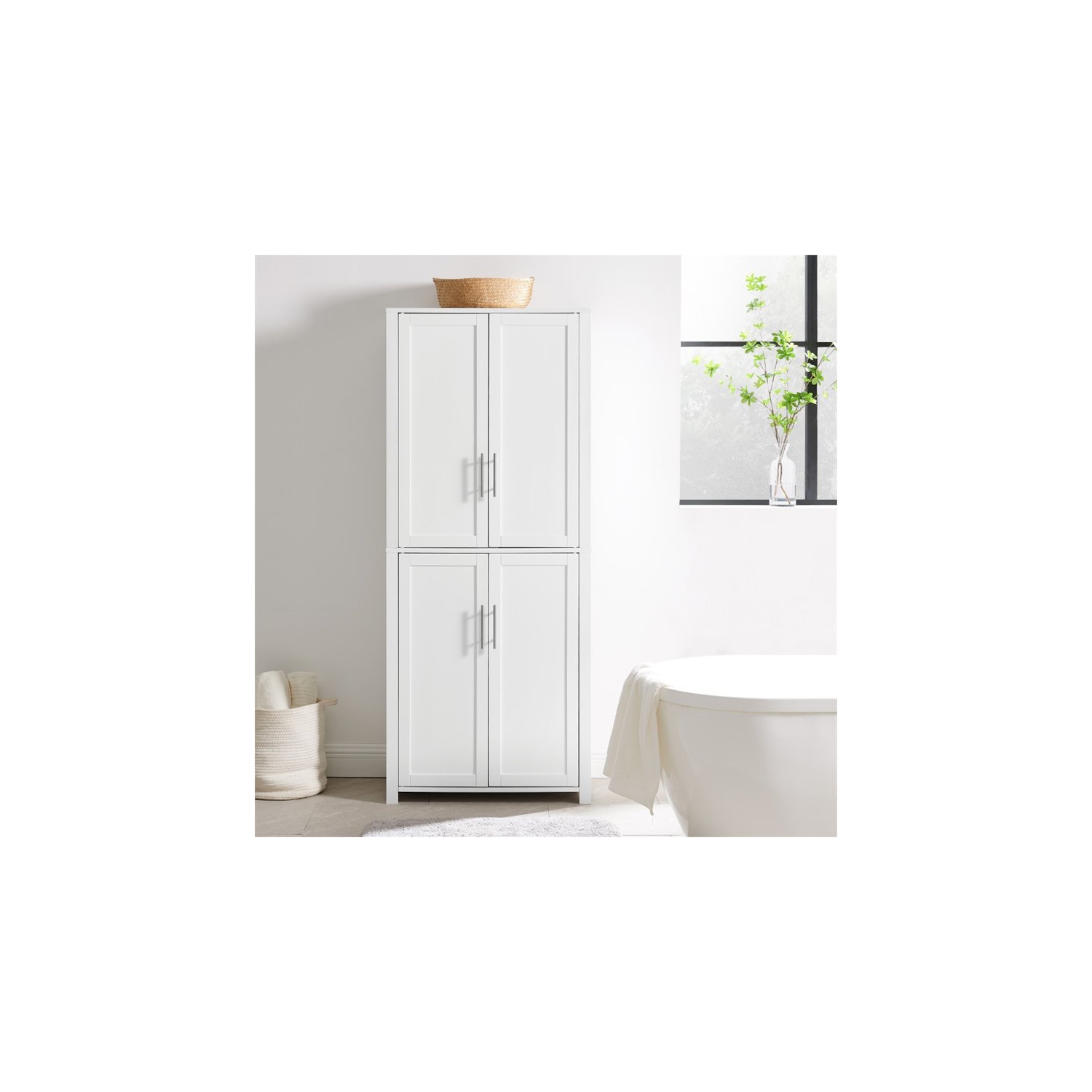 Crosley Savannah Tall Wooden Shaker Pantry in White