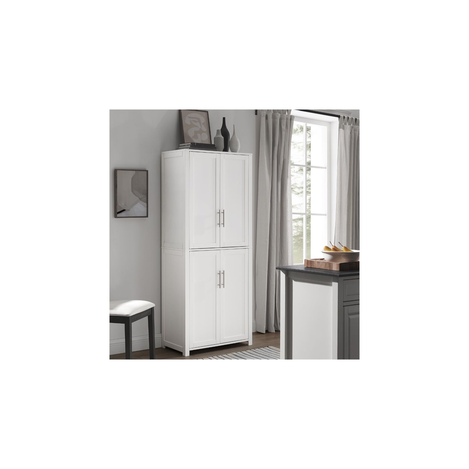 Crosley Savannah Tall Wooden Shaker Pantry in White
