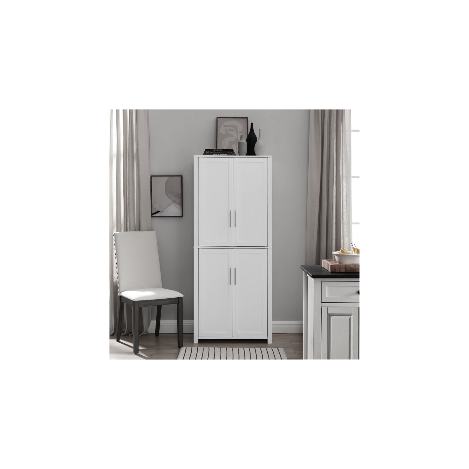 Crosley Savannah Tall Wooden Shaker Pantry in White