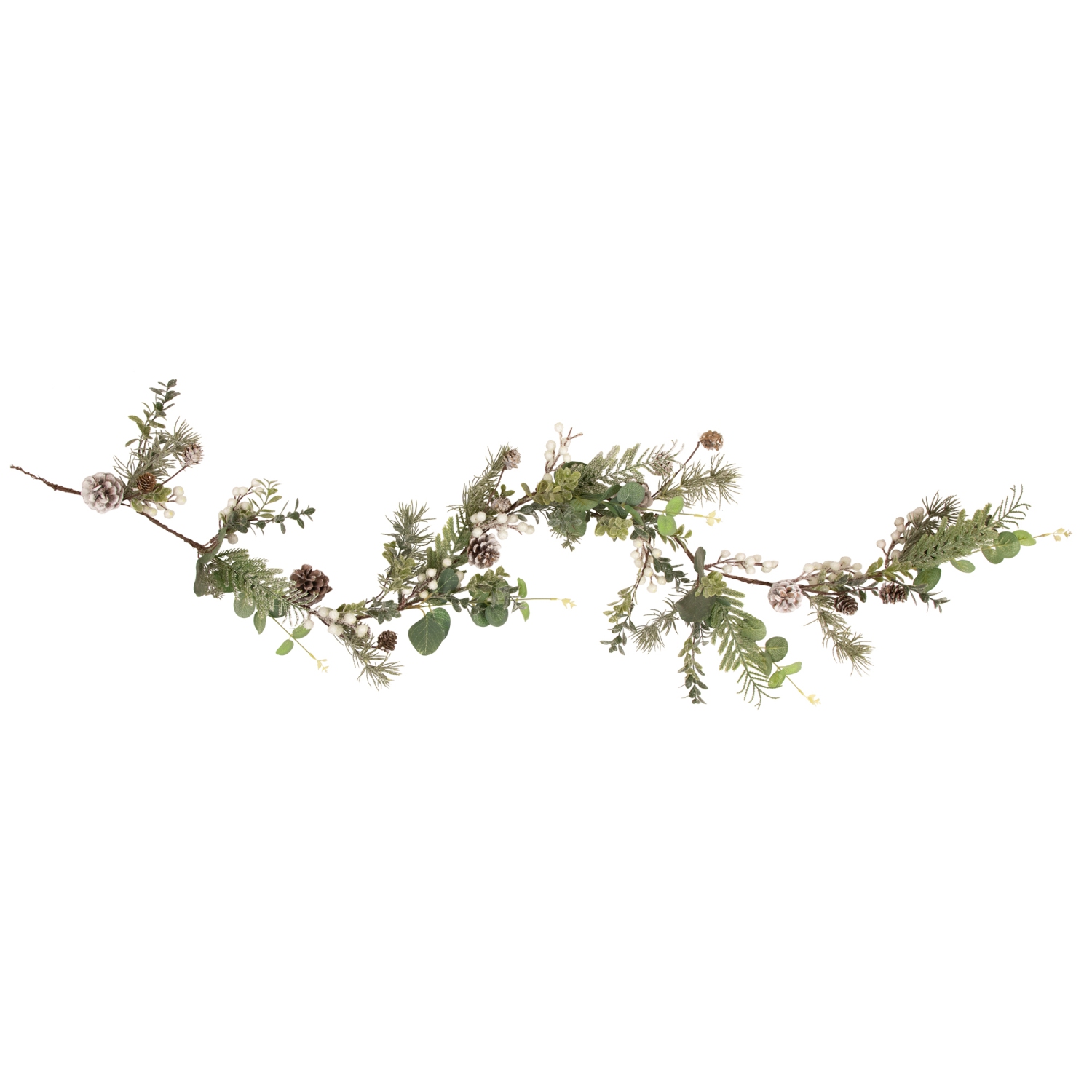 5' White Berry, Eucalyptus and Pinecone Christmas Garland - Unlit