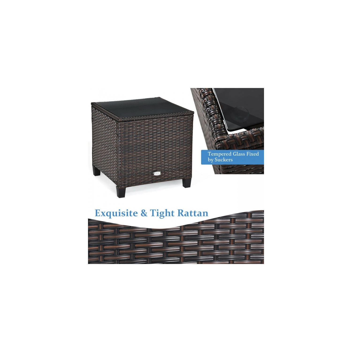 3-Piece Rattan Patio Furniture Set with Washable Cushions for Outdoor Comfort