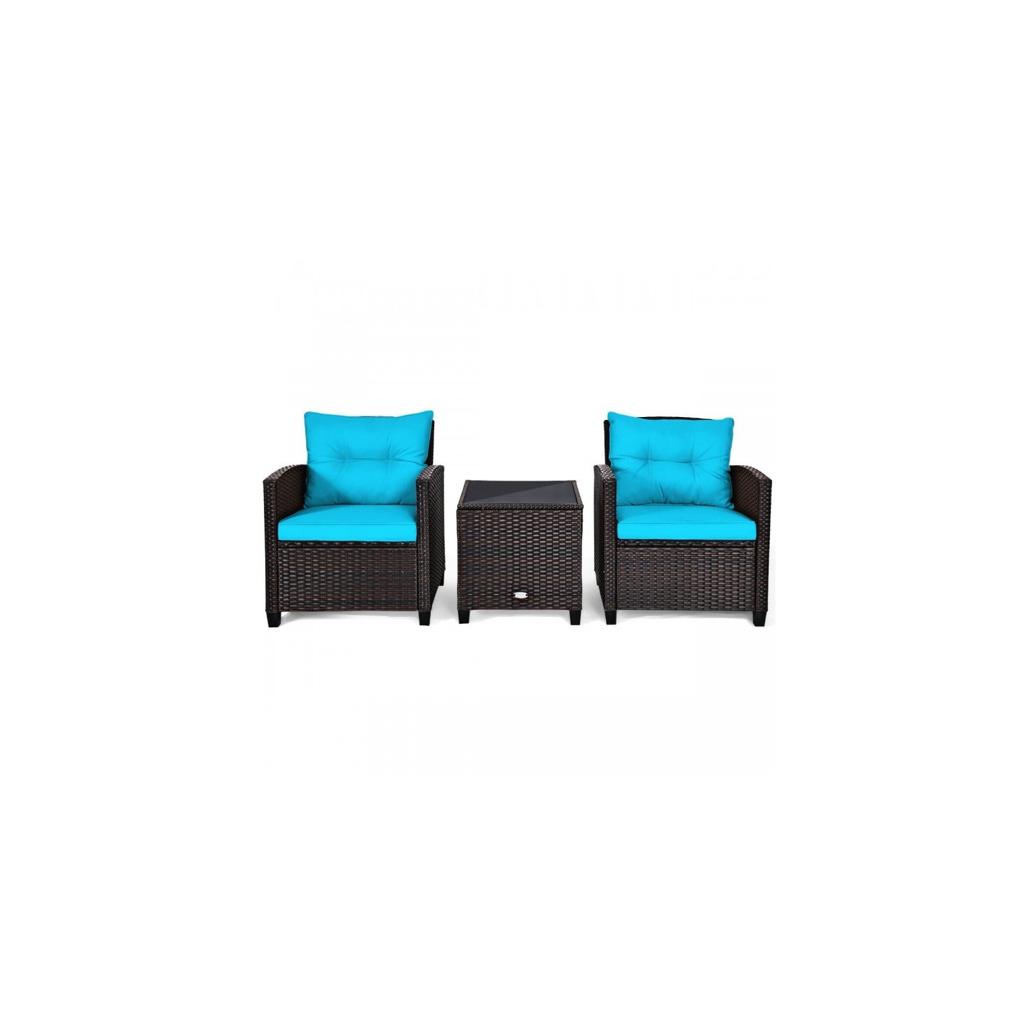 3-Piece Rattan Patio Furniture Set with Washable Cushions for Outdoor Comfort