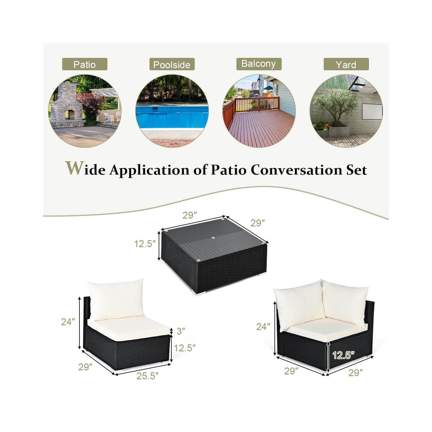 7-Piece Wicker Patio Sofa Set with Cushions, Pillows - Outdoor Furniture