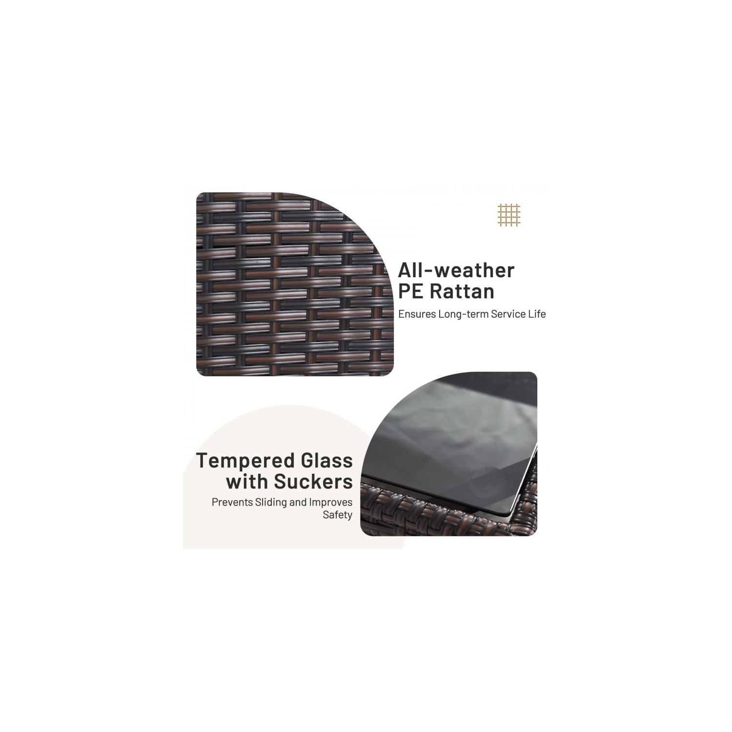 3-Piece Rattan Patio Furniture Set with Washable Cushions for Outdoor Comfort