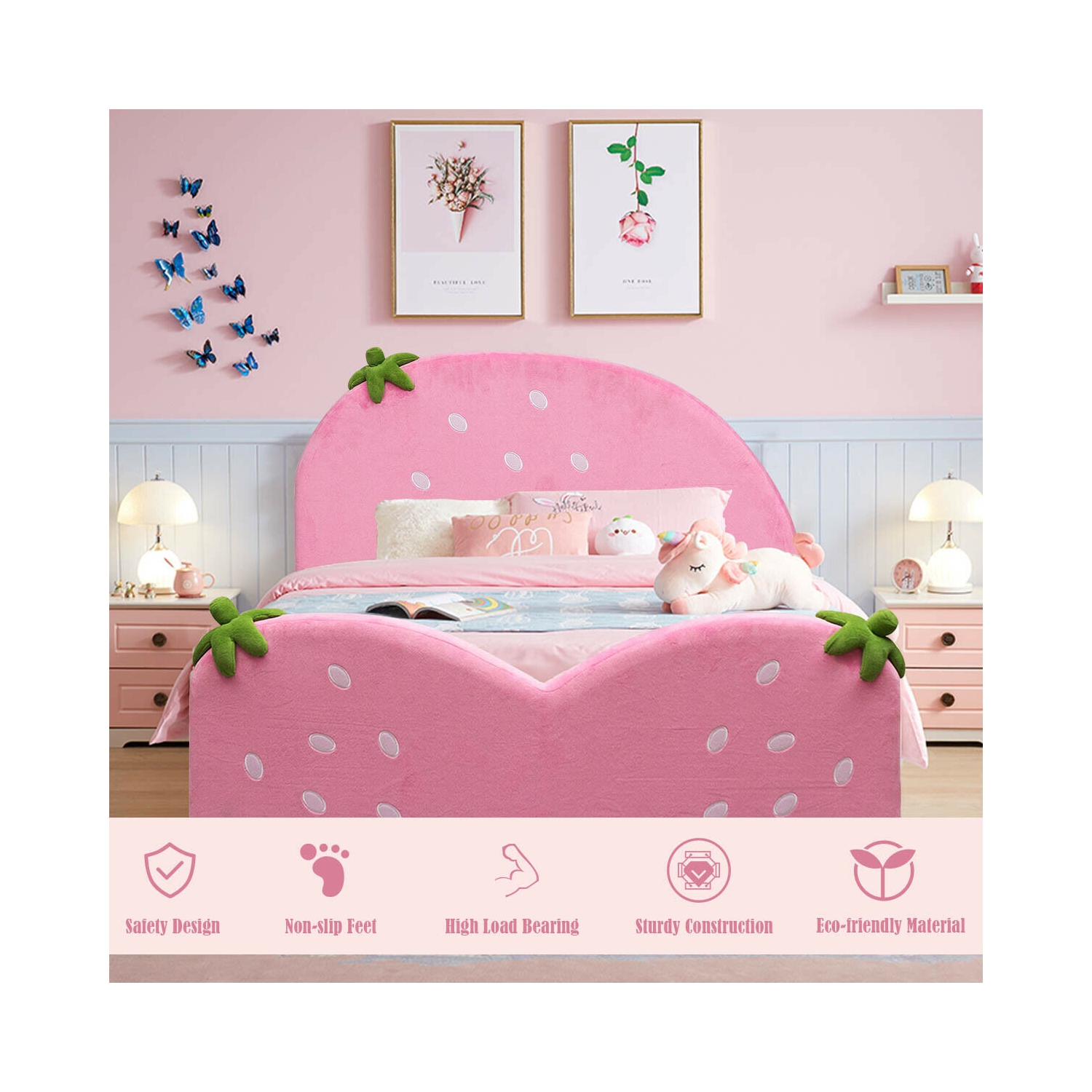 Lit rembourré pour enfant avec motifs de baies