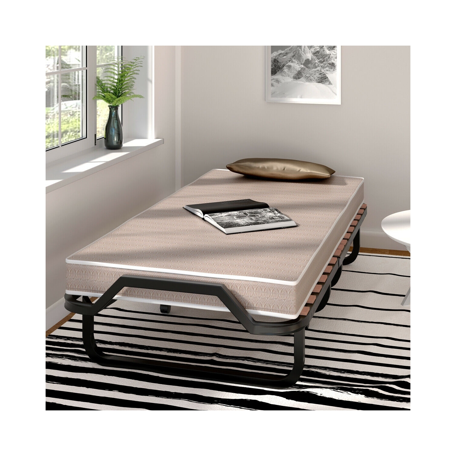 Rollaway Folding Bed with Memory Foam Mattress