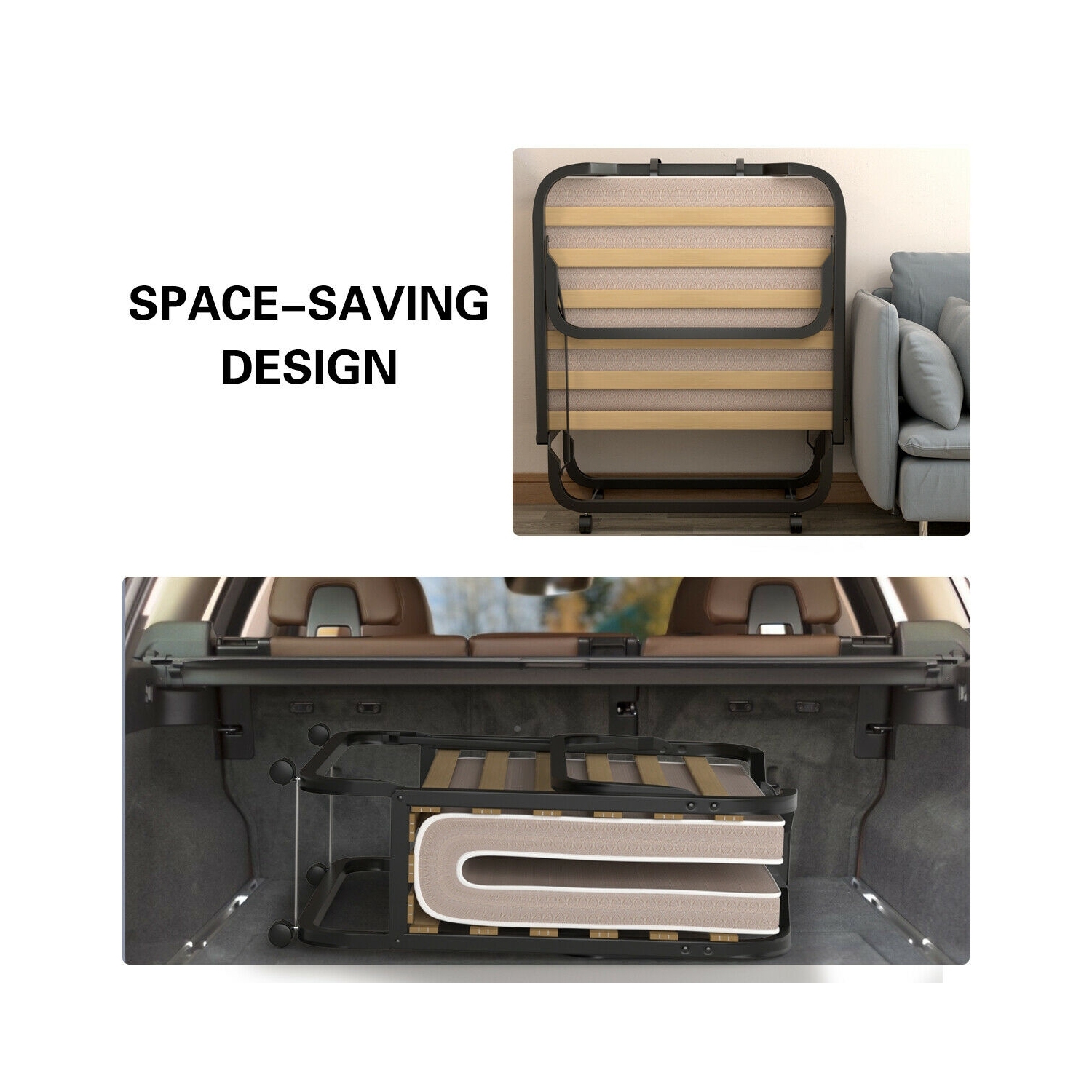 Rollaway Folding Bed with Memory Foam Mattress