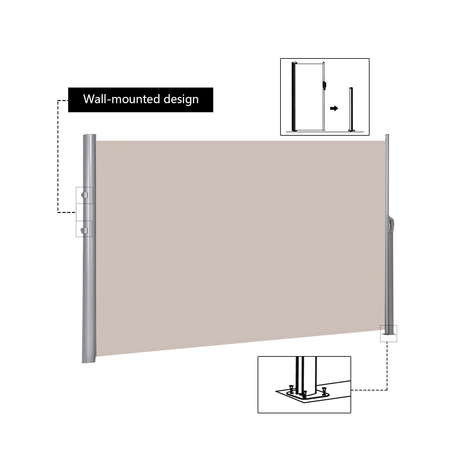 Écran escamotable pour auvent latéral de patio de 118.5 x 71 po