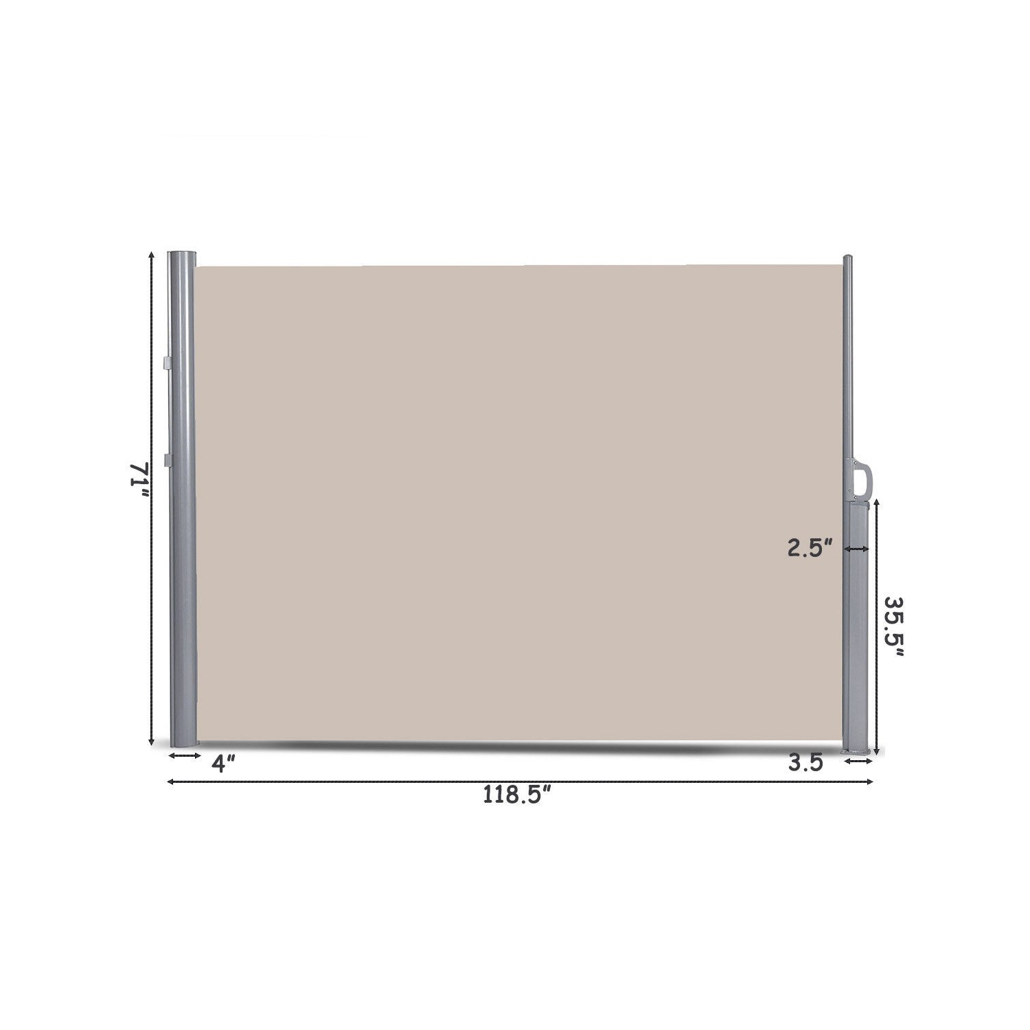 Écran escamotable pour auvent latéral de patio de 118.5 x 71 po