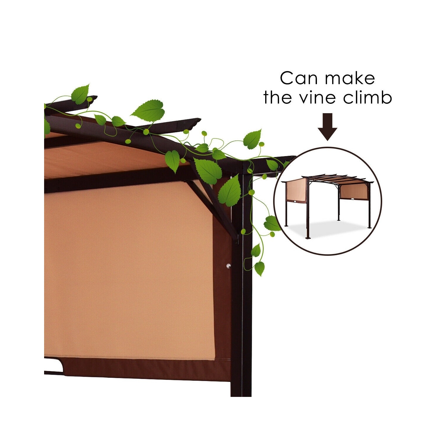 12 x 9 Feet Outdoor Pergola Gazebo Canopy Sun Shelter with Steel Frame