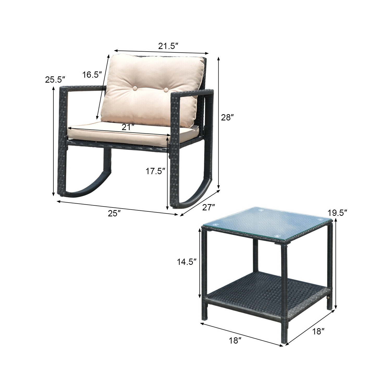 Adjustable height record player table with storage for living room or bedroom