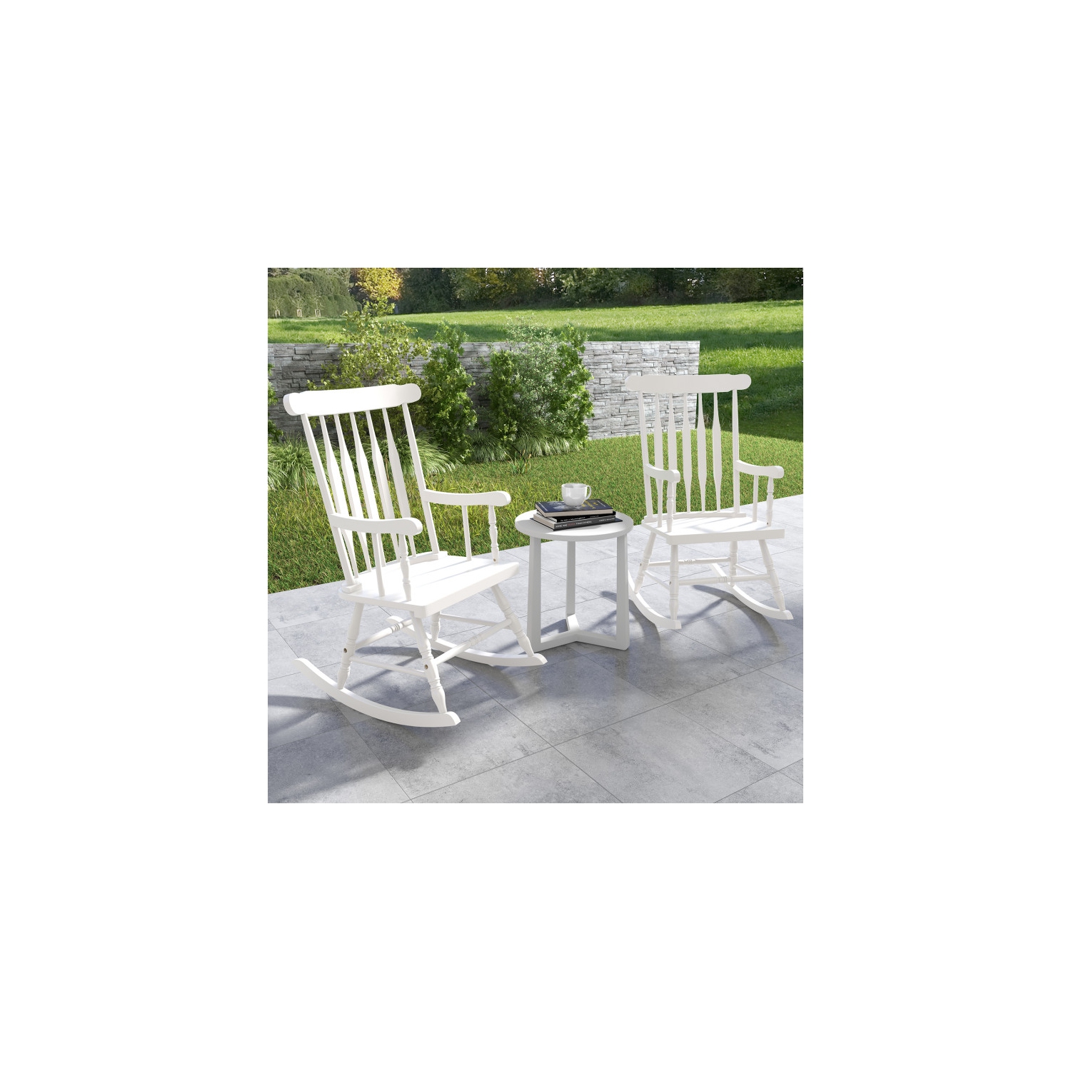 Glossy Finish Solid Wood Rocking Chair for Indoor or Outdoor Porch