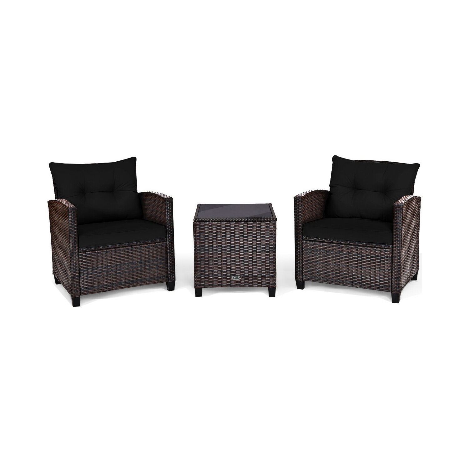 3-Piece Rattan Patio Furniture Set with Washable Cushions for Outdoor Comfort