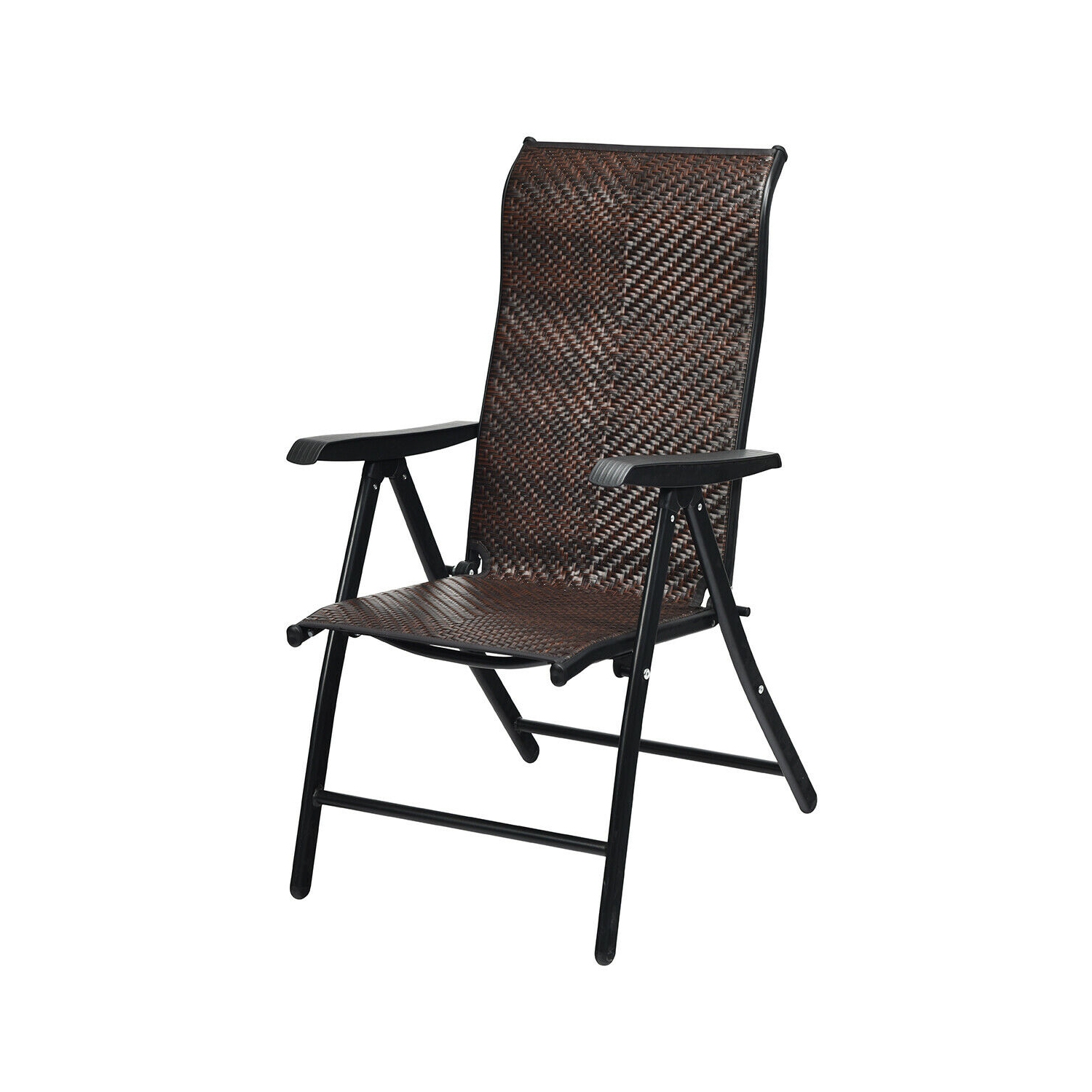 Patio Rattan Folding Chair with Armrest