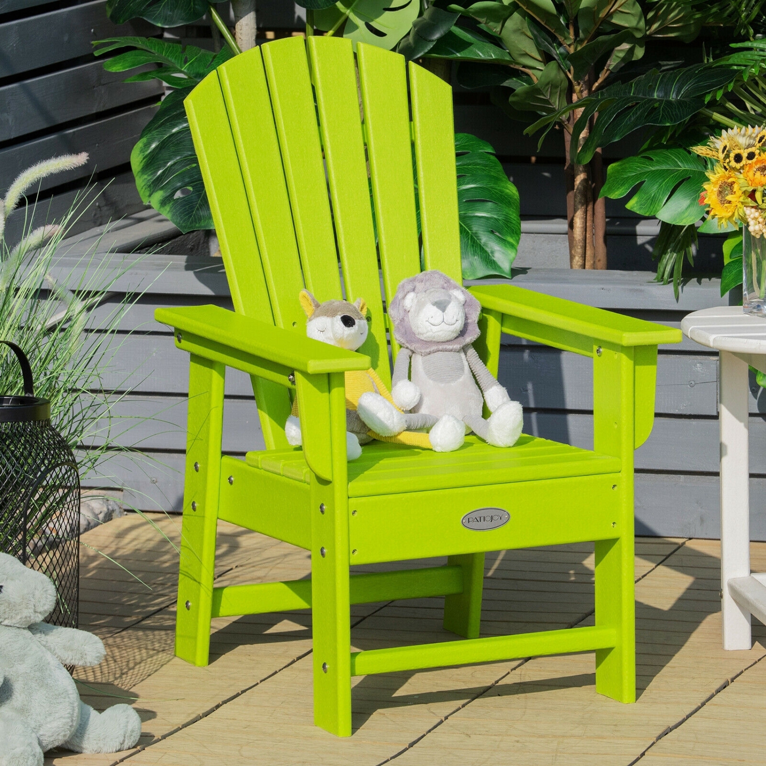 Chaise Adirondack de patio pour enfants avec dossier ergonomique - Vert
