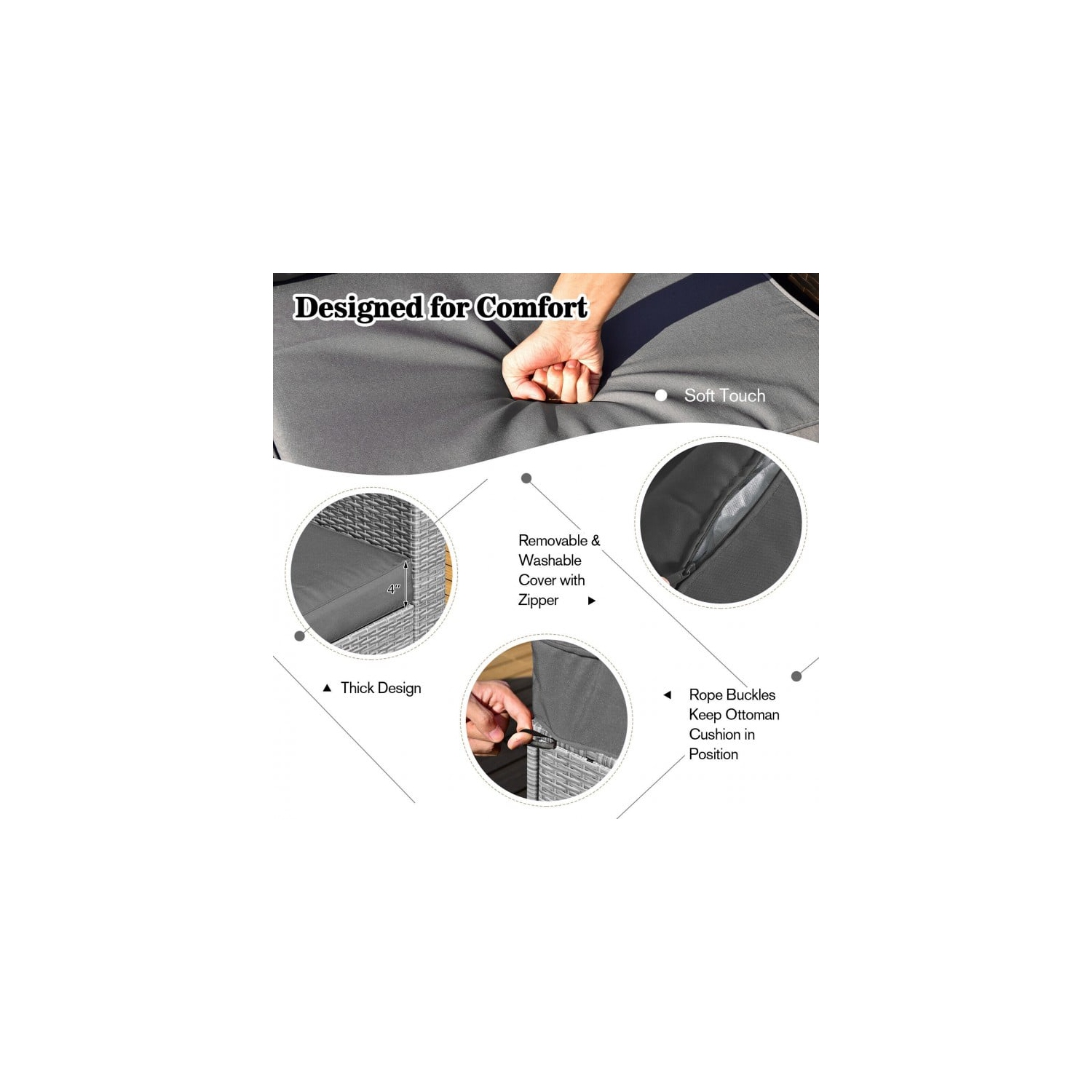 8-Piece Rattan Patio Furniture Set with Storage, Waterproof Cover and Cushions