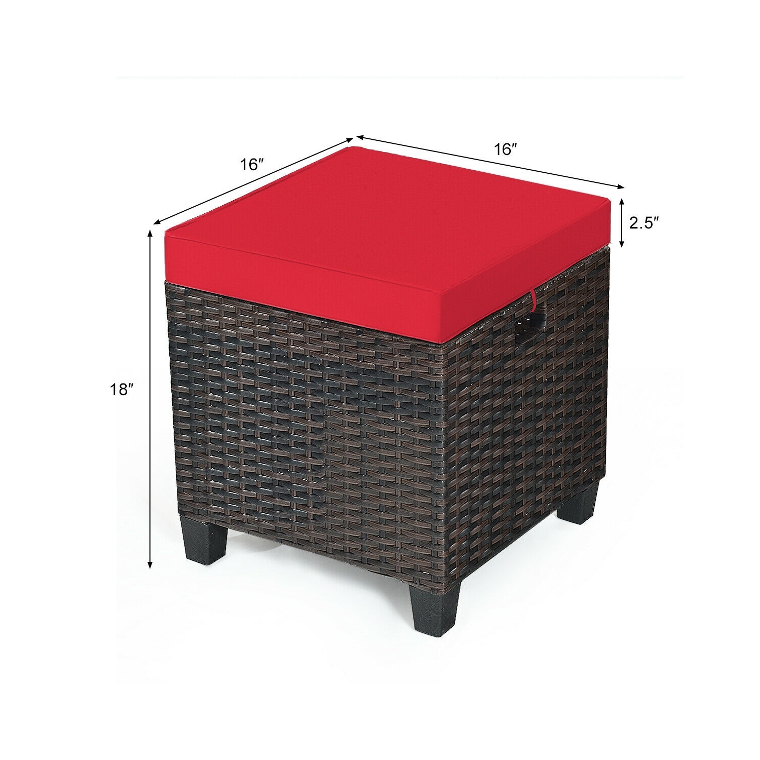 Cushioned Patio Ottomans, 2-Piece Rattan Footrest Set for Garden