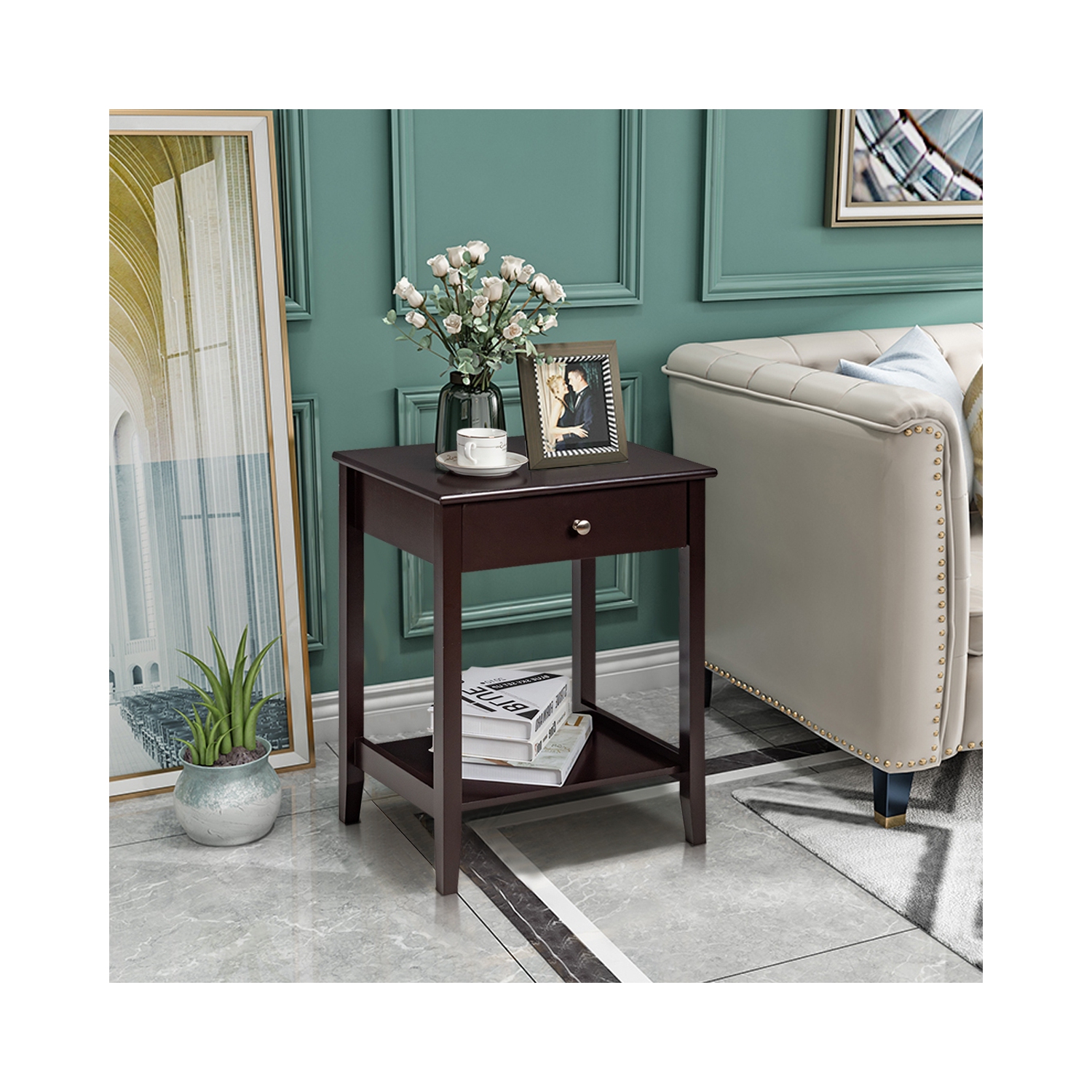 2-Piece Wooden Sofa Tables for Bedside or Living Room Use