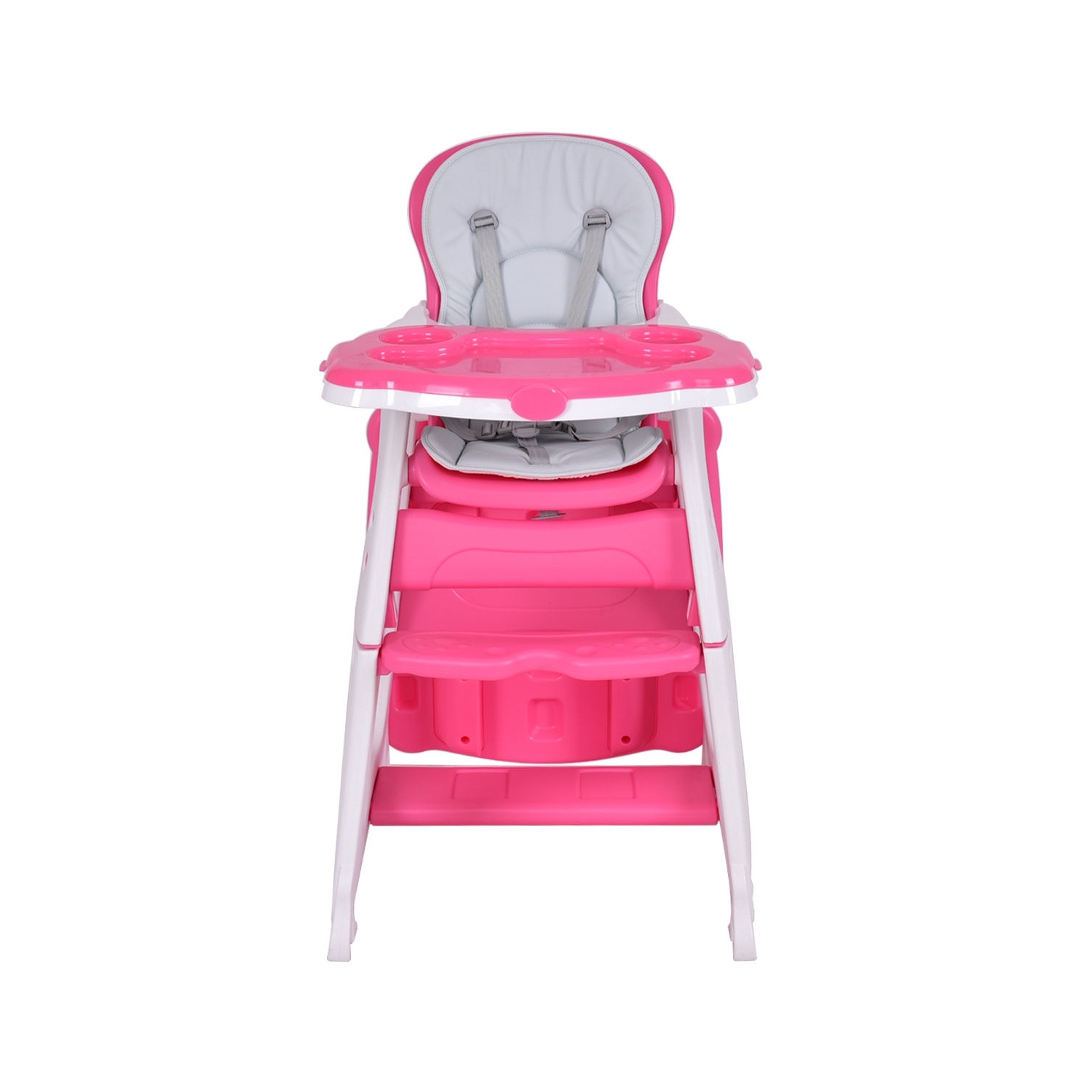 Chaise haute 3-en-1 convertible avec siège de table de jeu - Rose