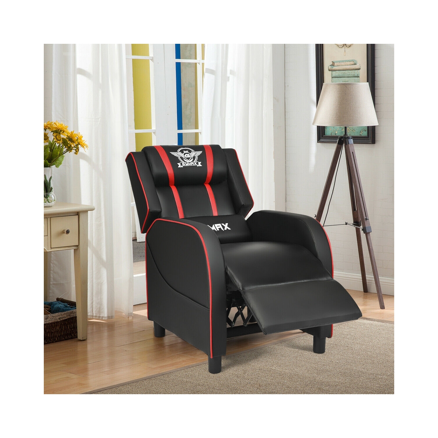 Massage Racing Gaming Single Recliner Chair-Red