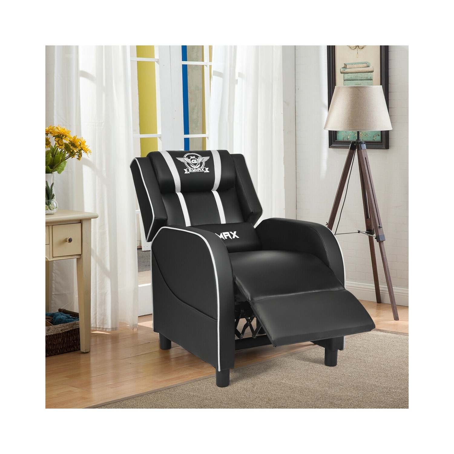 Fauteuil de jeu à inclinaison simple massage Racing - Blanc