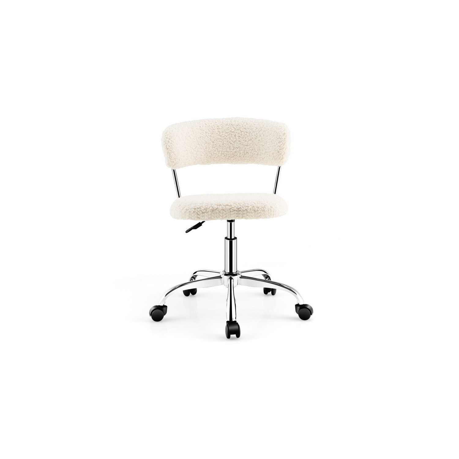 Chaise de bureau réglable en Sherpa avec base pivotante, bureau moderne ou chaise de coiffeuse