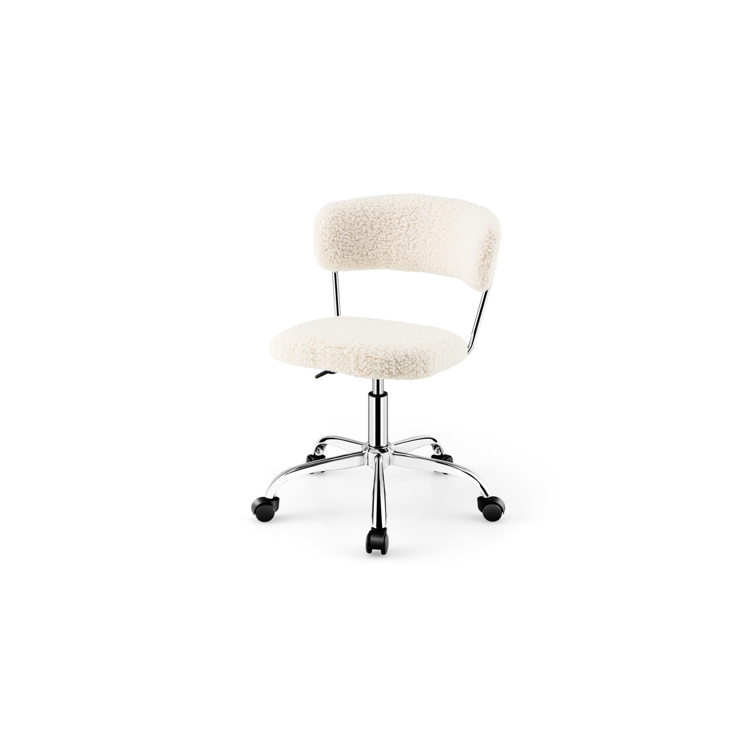 Chaise de bureau réglable en Sherpa avec base pivotante, bureau moderne ou chaise de coiffeuse