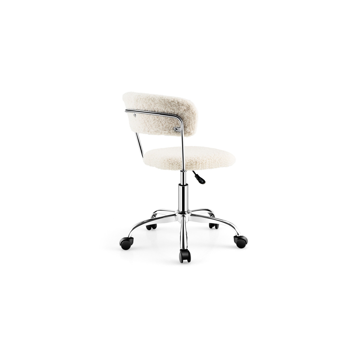 Chaise de bureau réglable en Sherpa avec base pivotante, bureau moderne ou chaise de coiffeuse