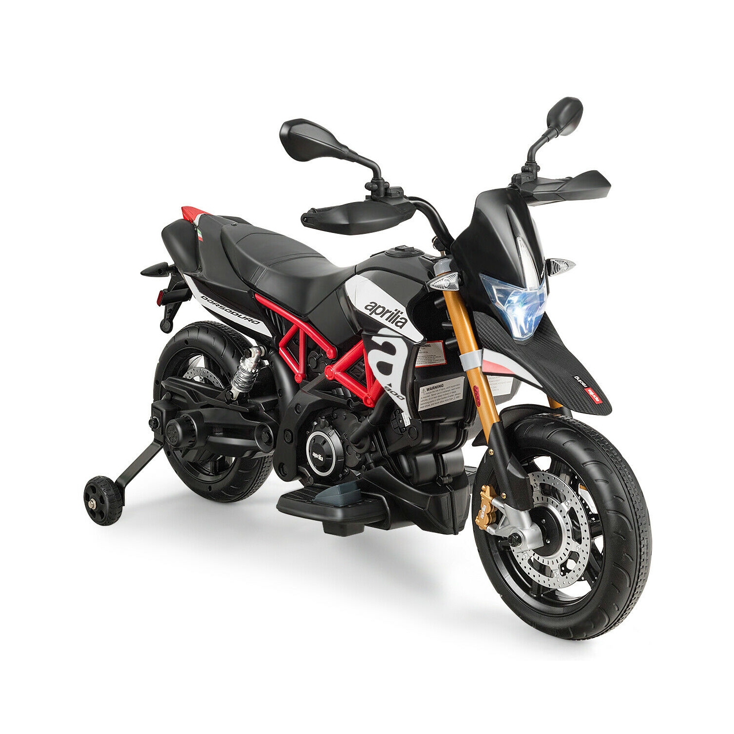 Motocyclette à enfourcher pour enfants de 12 V autorisée par Aprilia, noir
