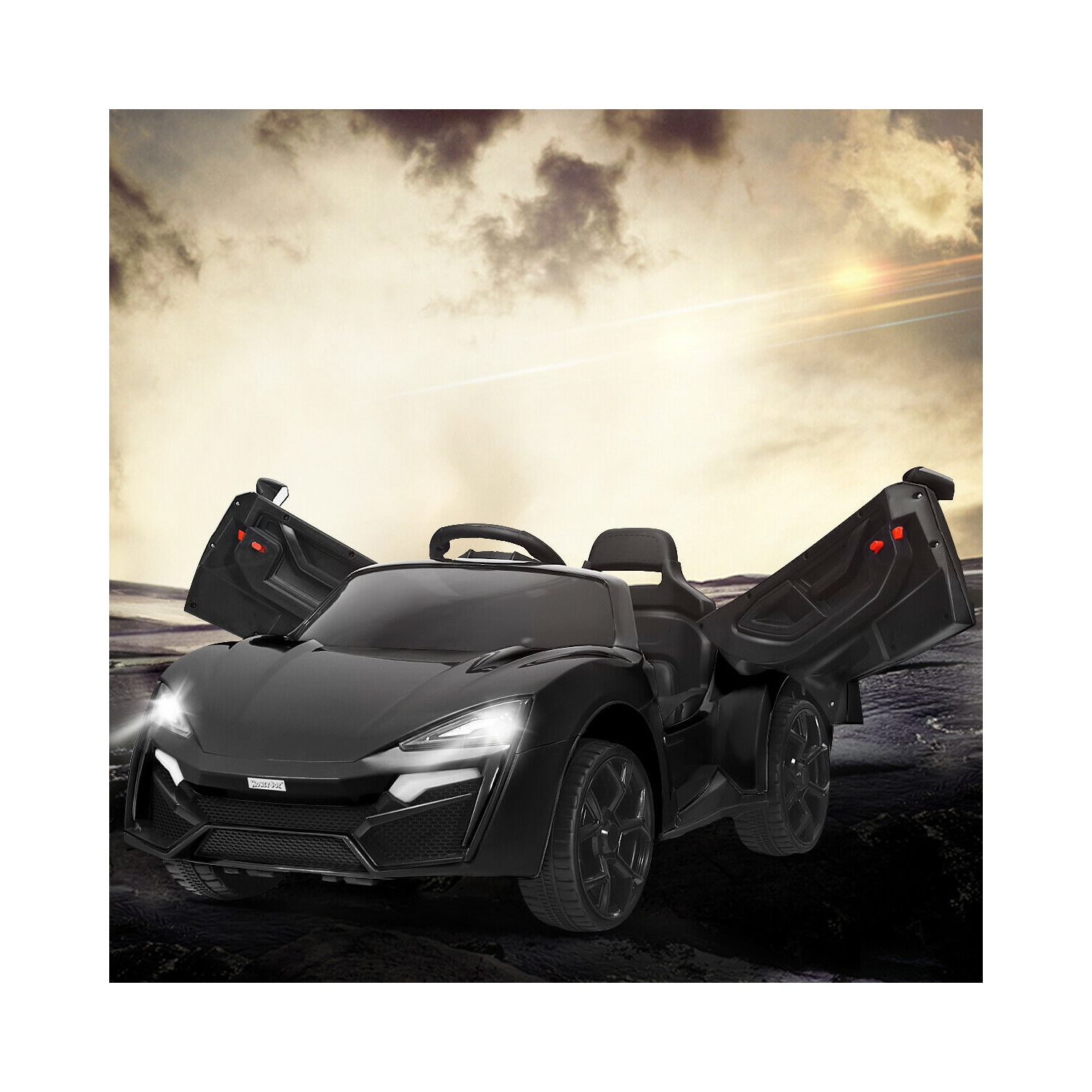 Véhicule électrique téléguidé 12 V 2,4 GHz avec lumières - Noir