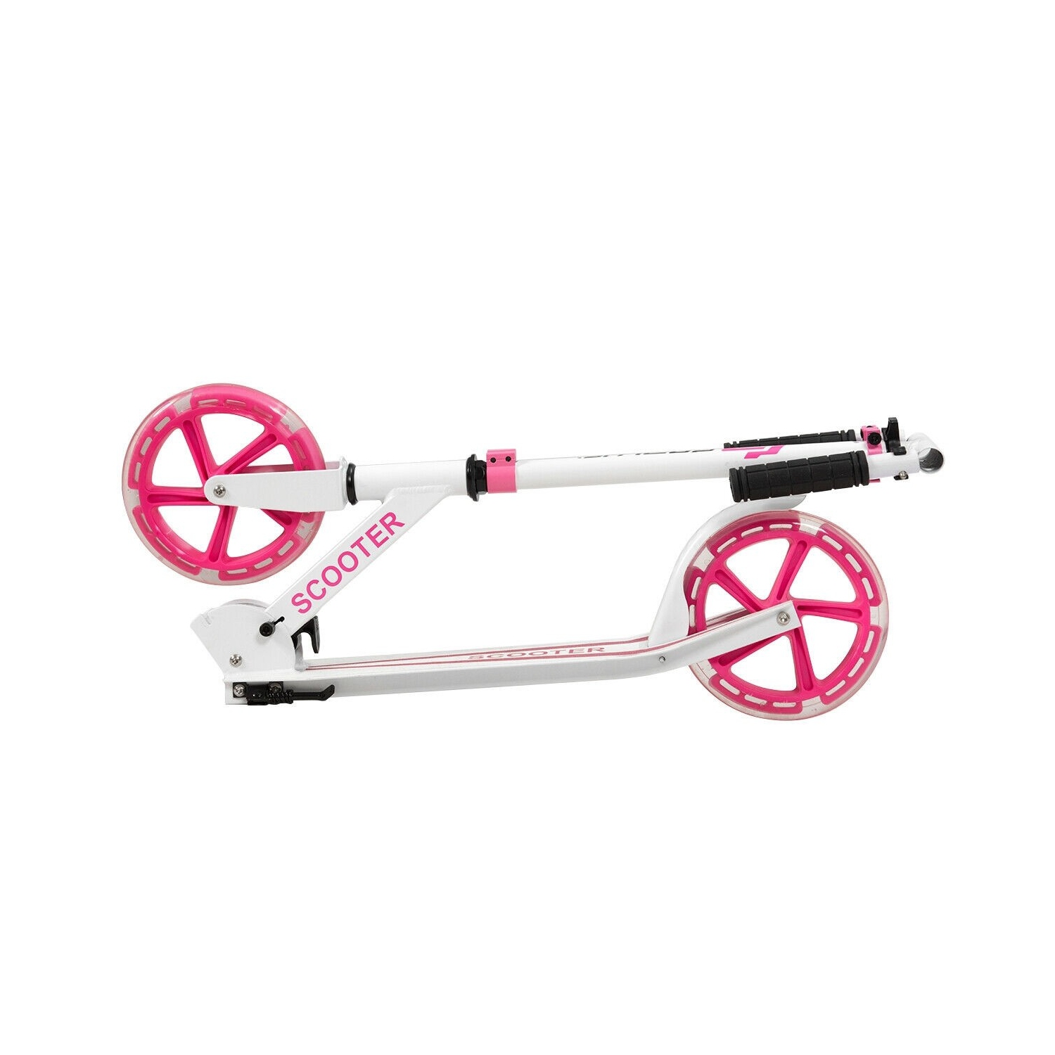 Portable Folding Sports Kick Scooter w/ LED Wheels-Pink