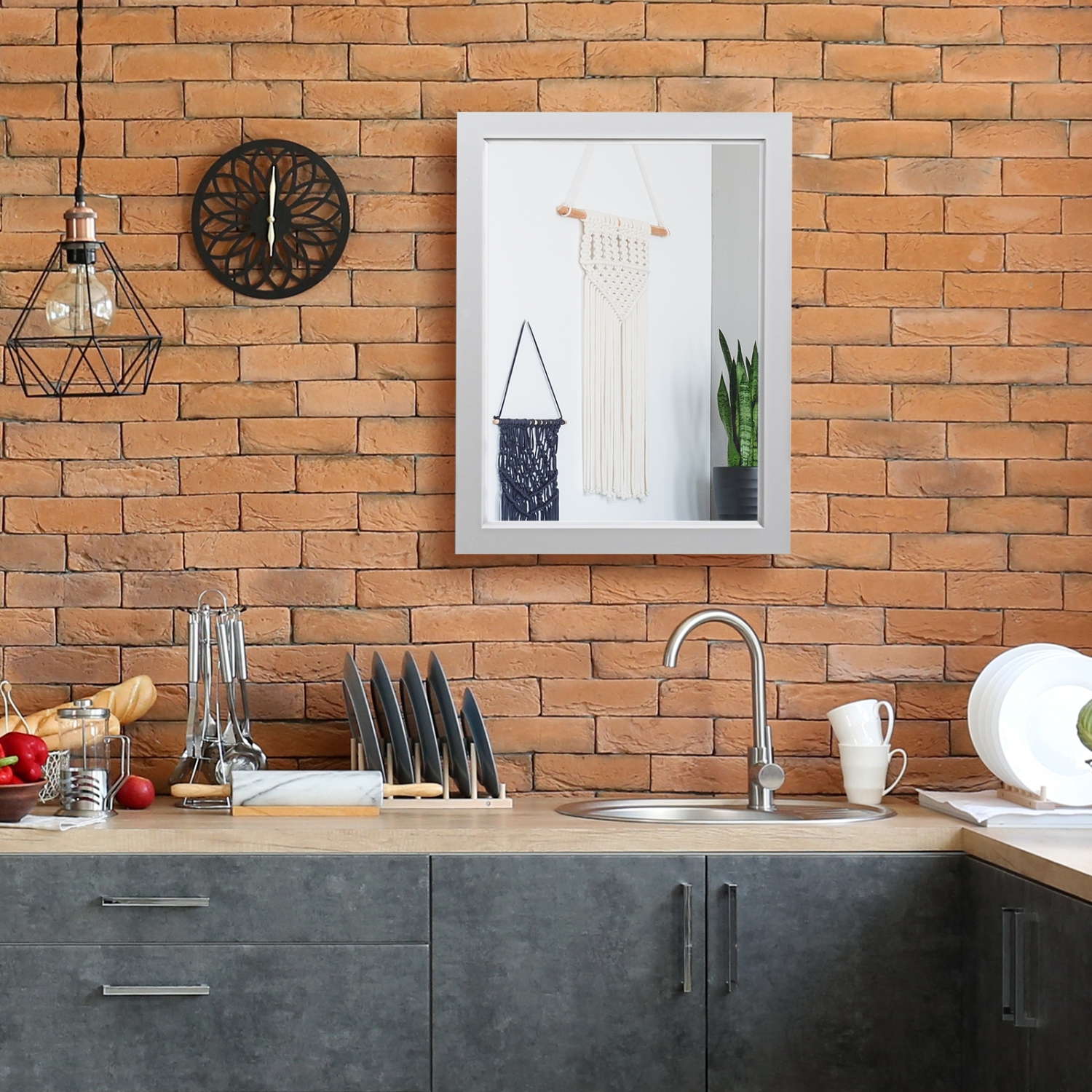 Wall-Mounted Mirrored Medicine Cabinet-Gray