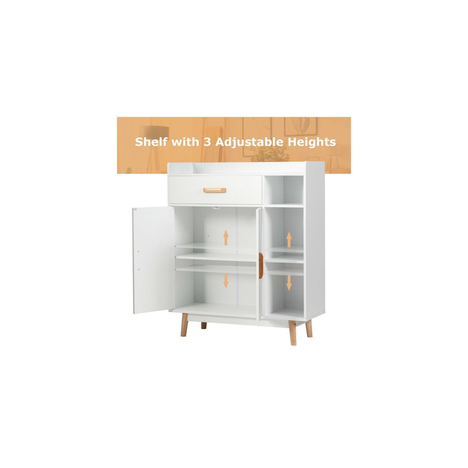 Armoire de plancher compacte avec tiroir – Coffre de rangement autonome pour les petits espaces