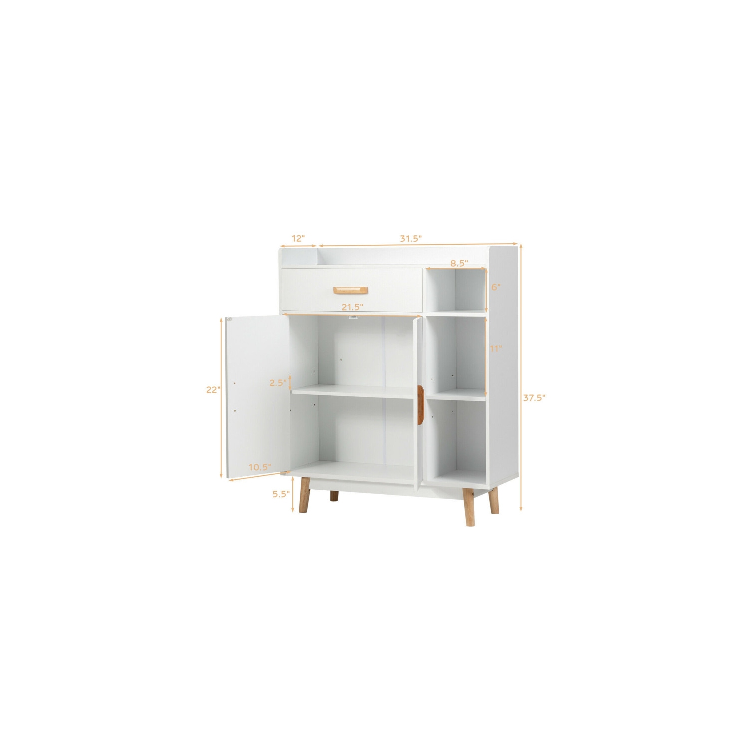 Armoire de plancher compacte avec tiroir – Coffre de rangement autonome pour les petits espaces