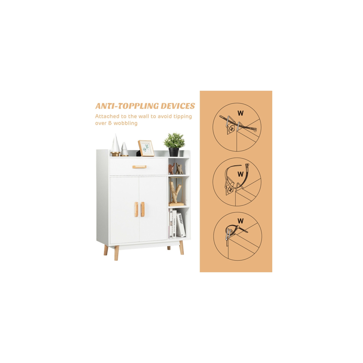 Armoire de plancher compacte avec tiroir – Coffre de rangement autonome pour les petits espaces