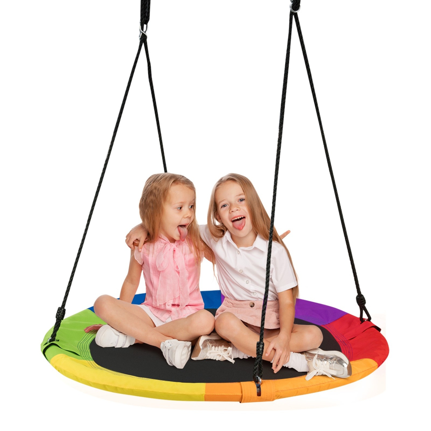 Ensemble de jeu extérieur avec balançoire en arbre de soucoupe volante de 40&nbsp;po et cordes ajustables en cadeau pour les enfants