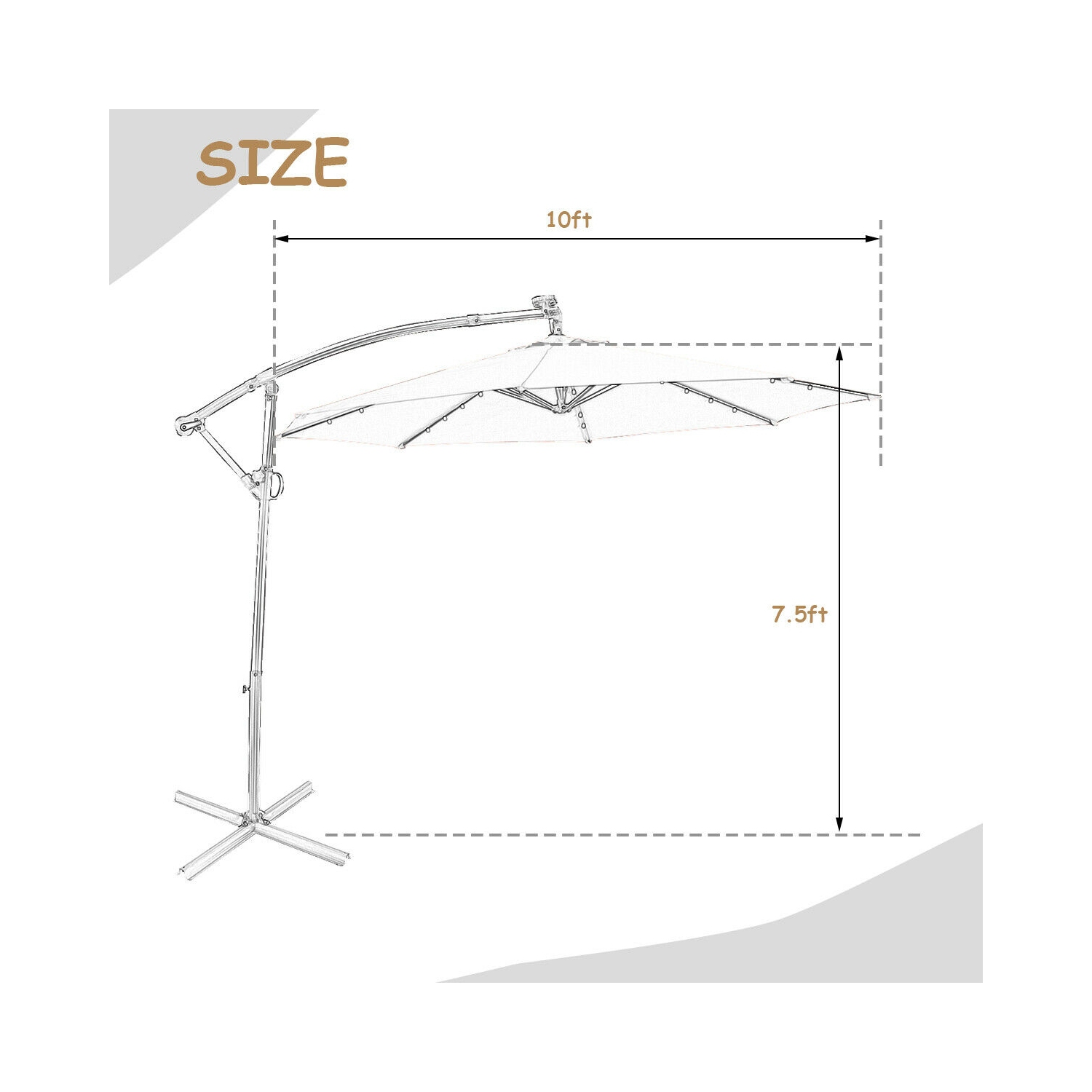 360 Degree Rotating Offset Patio Umbrella 10 ft with Solar LED