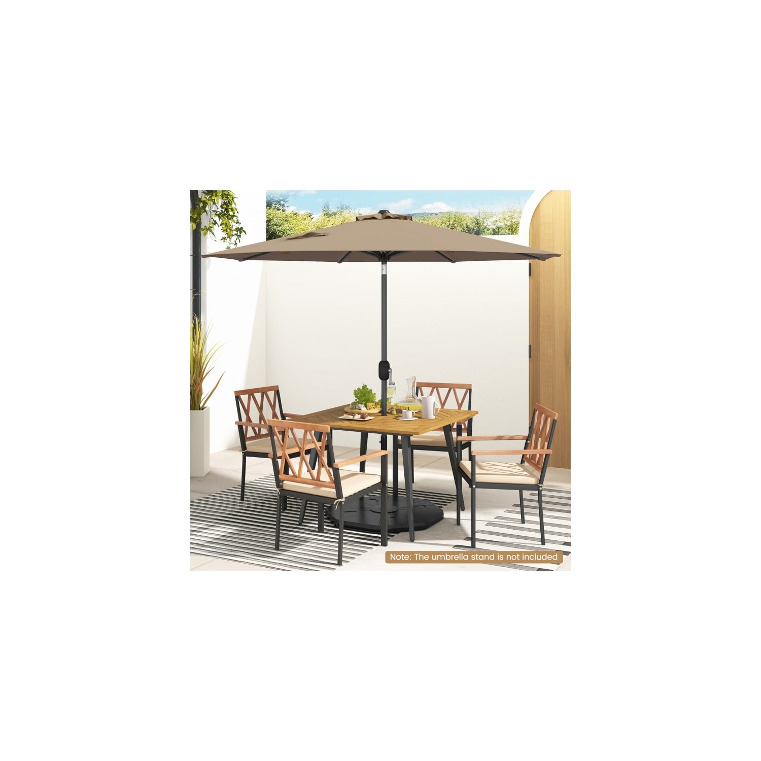 Parasol de table de patio de 9 pi avec bouton-poussoir et manivelle inclinable