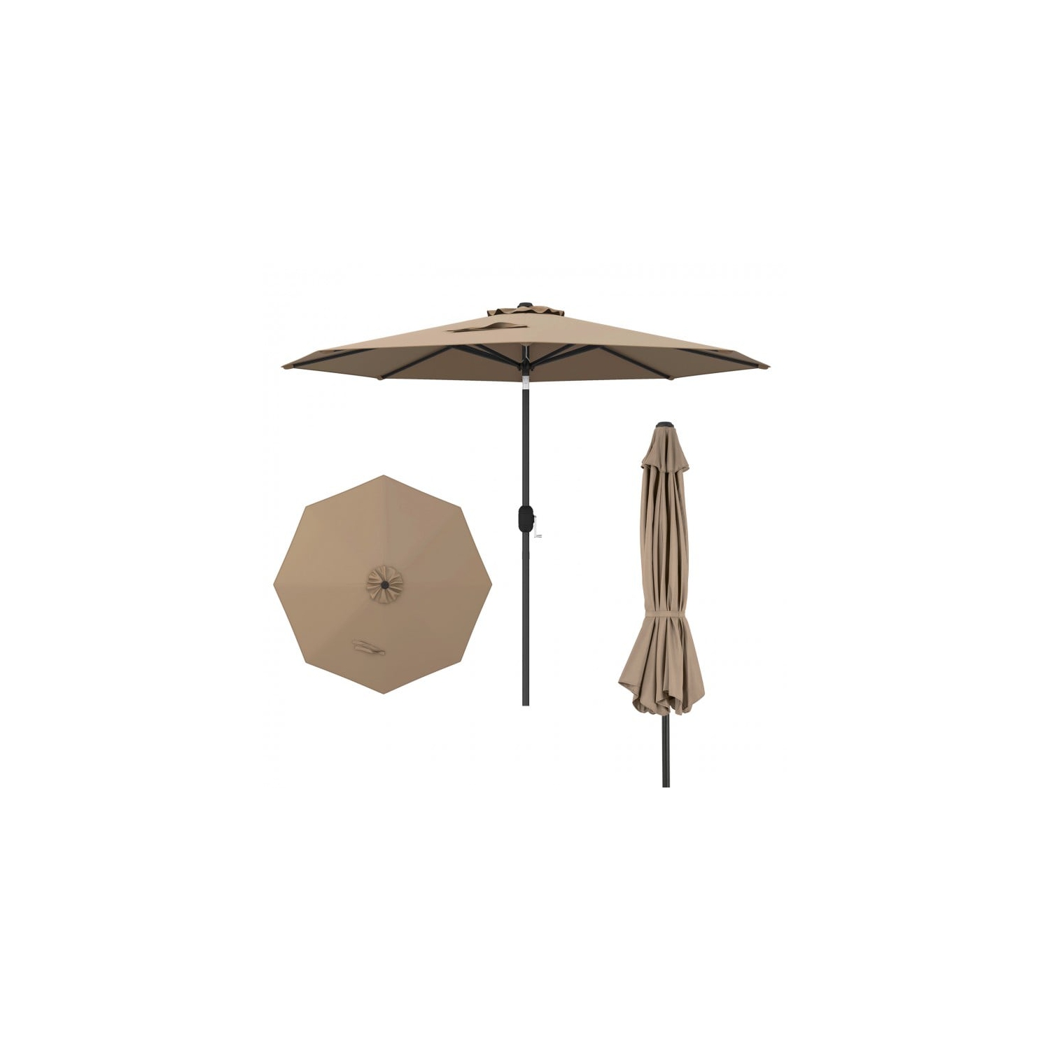 Parasol de table de patio de 9 pi avec bouton-poussoir et manivelle inclinable