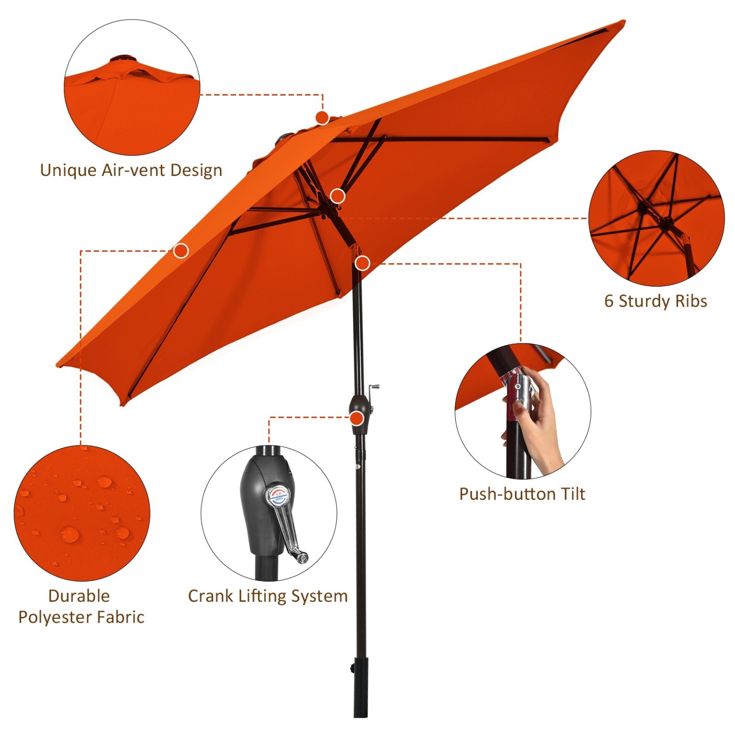 10 ft Outdoor Market Umbrella with Tilt Adjustment and Crank